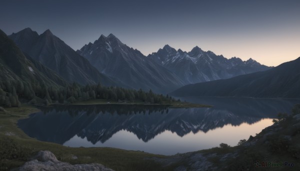 A landscape in a tranquil sunset outdoors