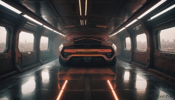 A dynamic view of a motor vehicle in rainy scenery