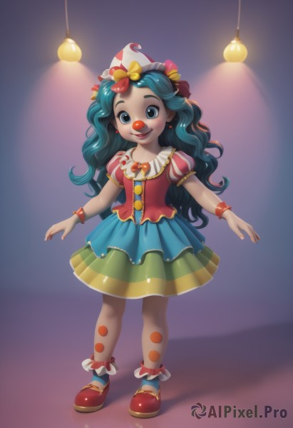 A clown in the heart of a beautiful dynamic scene