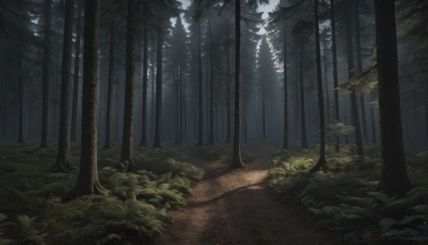 outdoors,day,tree,no humans,leaf,sunlight,grass,plant,nature,scenery,forest,light rays,road,bush,path,dark,dappled sunlight,landscape