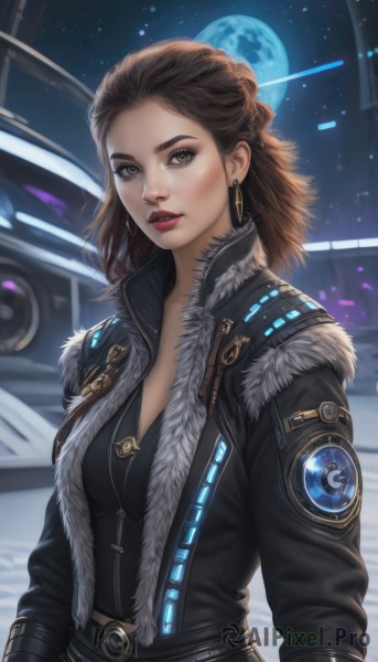 A female in a tranquil night sky