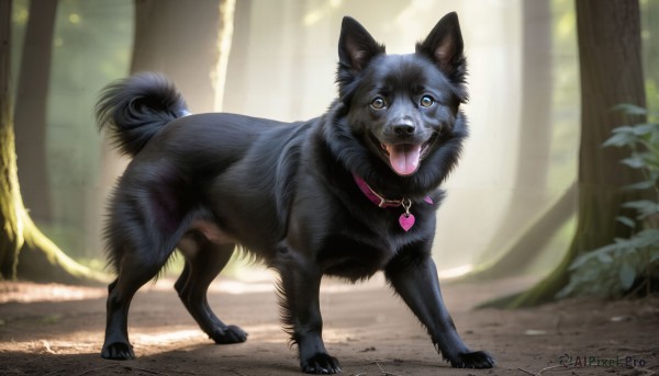 A dog caught in a vivid day