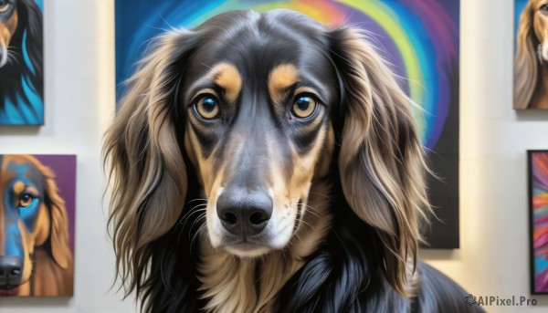 A stunning dog captured in dynamic scene