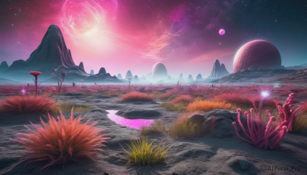 A stunning portrayal of a landscape in a calm outdoors