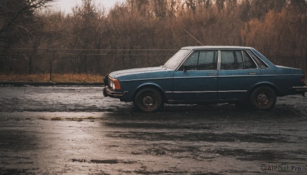 A motor vehicle in the heart of a peaceful outdoors