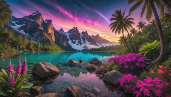 A landscape framed by the beauty of a majestic sunset outdoors