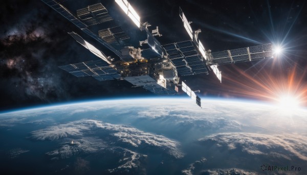 The charm of a spacecraft in a tranquil sunlight