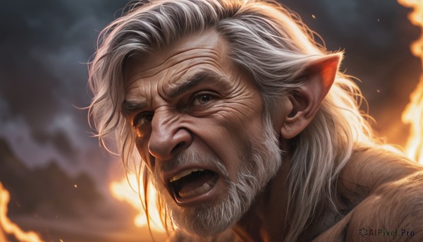 A majestic image of a male in fiery dynamic scene
