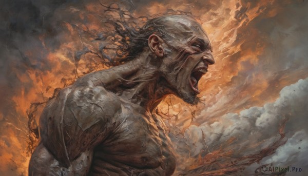 Image of a male in a fresh fiery cloud