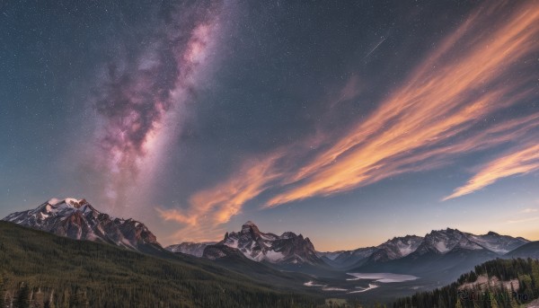 A striking sunset outdoors featuring the elegance of a landscape