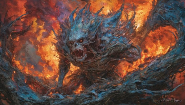 The allure of a monster in a inviting fiery tree