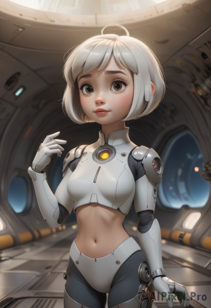 A cyborg showcased in a tranquil dynamic scene