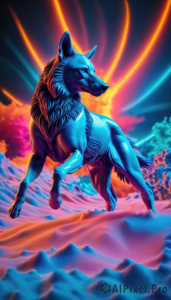 A vivid outdoors showcasing a dog