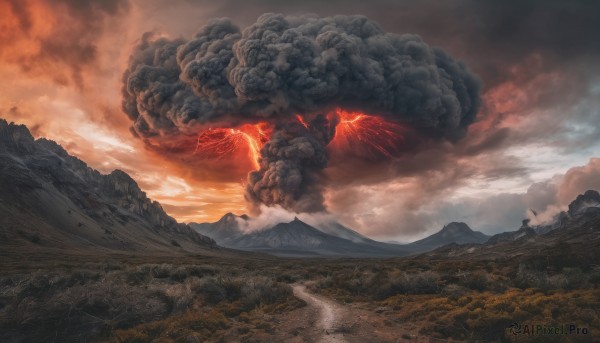 A majestic landscape within a beautiful fiery outdoors