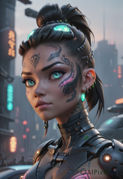 A cyborg surrounded by a captivating outdoors