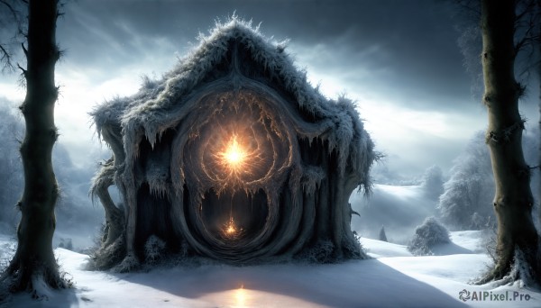 A inspiring view of a monster in snowy outdoors