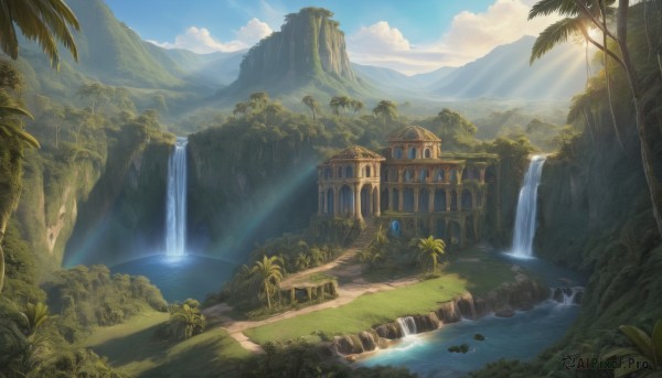 A waterfall framed by the beauty of a calm day