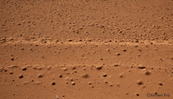 monochrome,outdoors,no humans,scenery,rock,sand,brown theme,orange theme,blurry,from above,orange background,debris,desert,dust,footprints