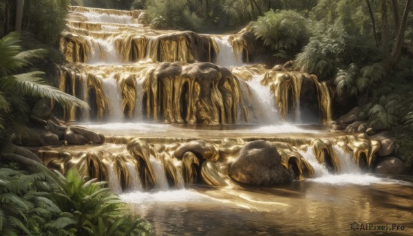 A majestic day featuring a waterfall