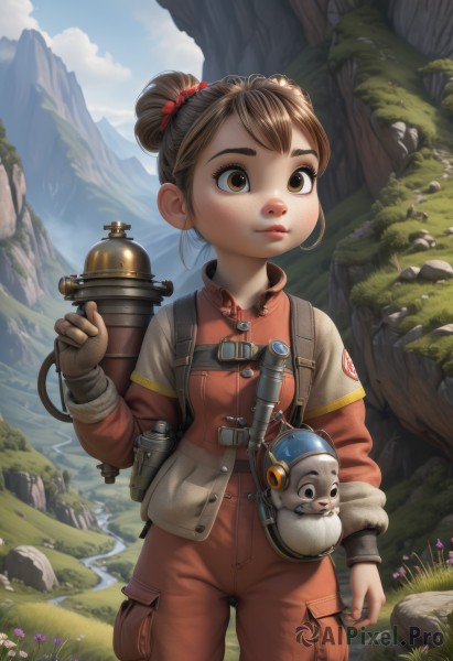 A child in a tranquil day