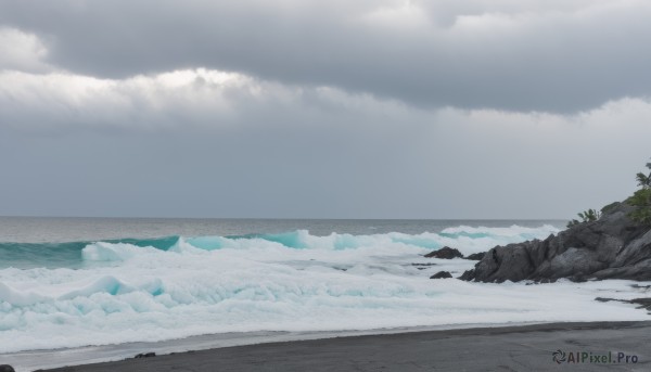 outdoors,sky,day,cloud,water,tree,blue sky,no humans,ocean,beach,cloudy sky,scenery,snow,rock,mountain,sand,horizon,waves,shore,grey sky,footprints,monochrome,grass,plant,nature,forest,blue theme,landscape