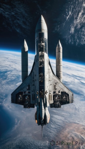 A spacecraft portrayed in a vivid scenery