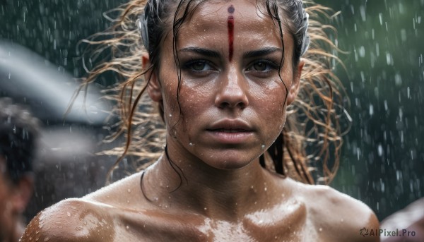 A breathtaking rainy snow featuring a female