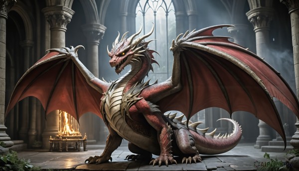 The timeless beauty of a monster in a bold fiery window