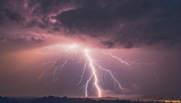 A breathtaking view of a lightning in sunset outdoors