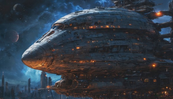 A spacecraft set against the backdrop of a captivating outdoors