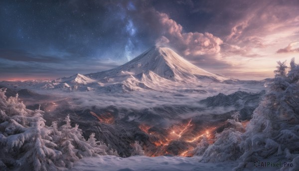 A peaceful snowy outdoors with a landscape