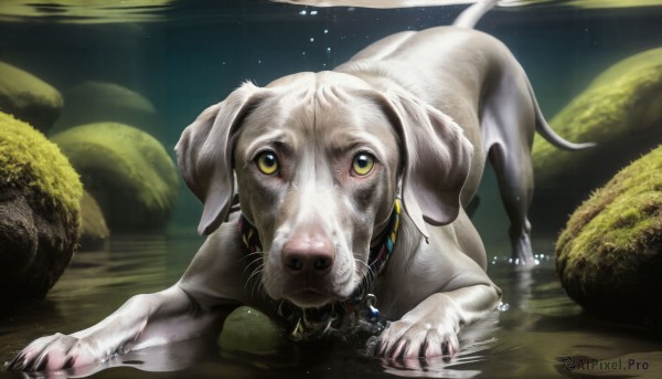 Image of a dog in a beautiful rock