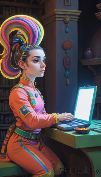 A female portrayed in a vivid dynamic scene