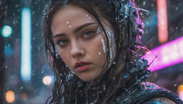 A female set against the backdrop of a captivating rainy dynamic scene