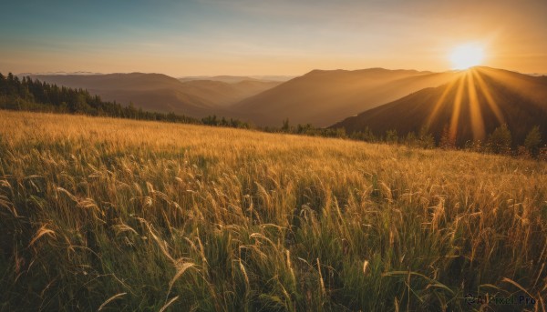 A stunning portrayal of a landscape in a breathtaking sunset day