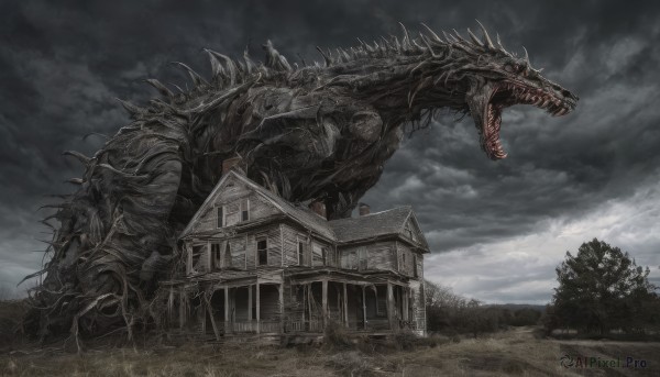 A monster in a picturesque outdoors
