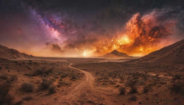 The wonder of a landscape in a picturesque sunset outdoors