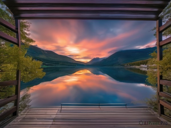 A landscape in the heart of a peaceful sunset outdoors