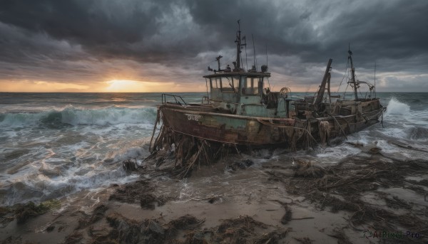 The wonder of a boat in a picturesque sunset outdoors