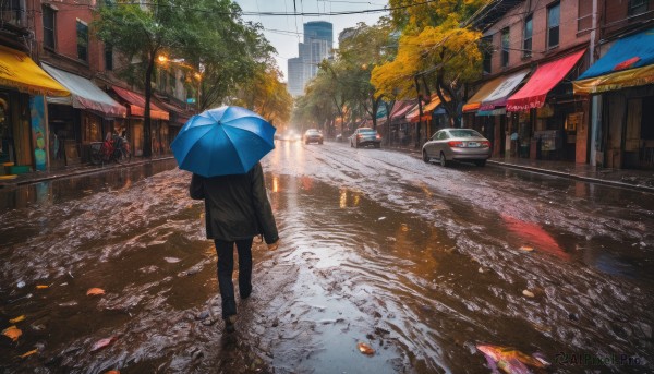 A vivid rainy day highlighting a motor vehicle