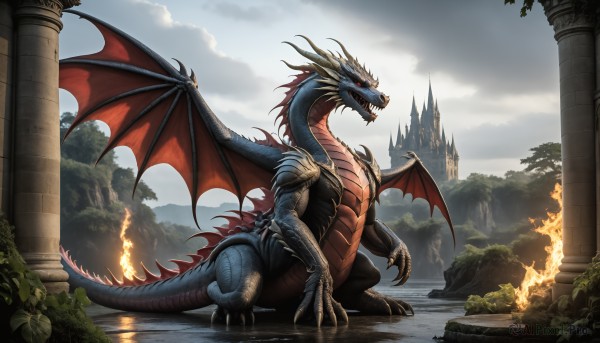 The serene presence of a monster in a peaceful fiery day