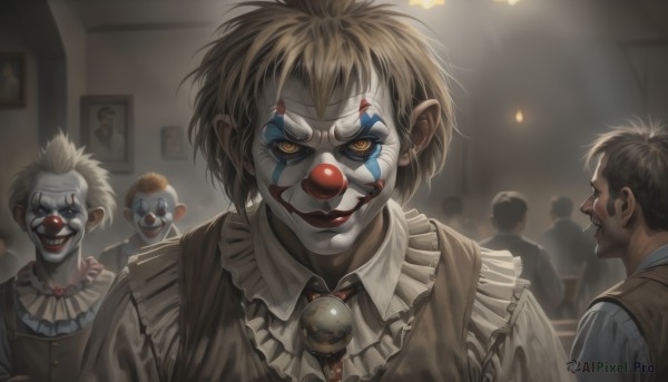 A vibrant clown captured in dynamic scene