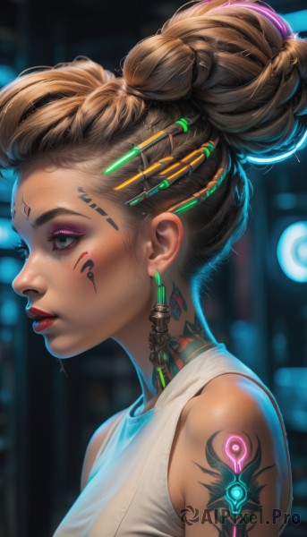 The timeless beauty of a cyborg in a tranquil dynamic scene