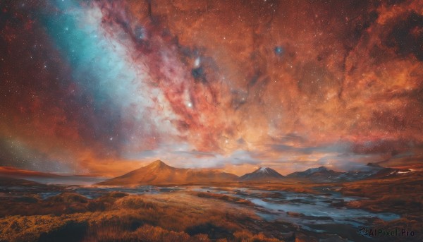 A delightful capture of a galaxy within sunset outdoors