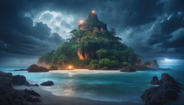 A lightning set against the backdrop of a captivating fiery day