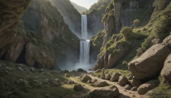 A waterfall framed by the beauty of a calm day