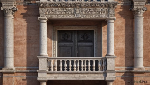 outdoors,day,indoors,no humans,shadow,sunlight,scenery,stairs,door,architecture,pillar,arch,column,reflection,railing,shade,wall,statue,gate