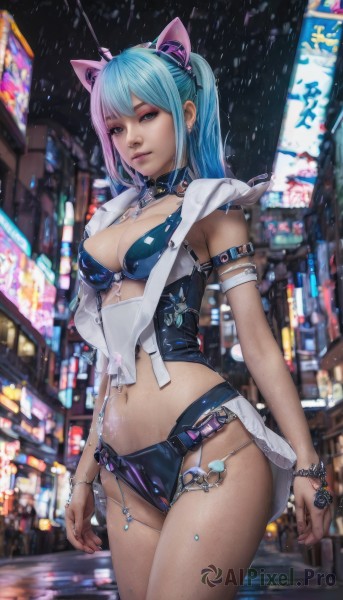Rainy outdoors brought to life with a captivating female