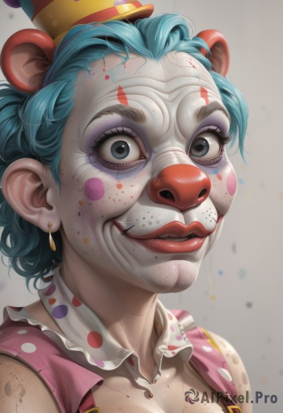 A peaceful image of a clown in dynamic scene