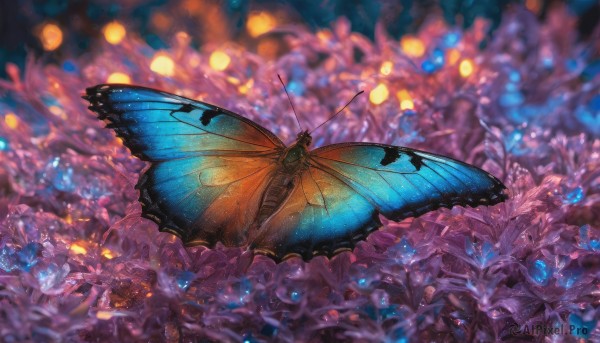 A butterfly surrounded by a serene dynamic scene